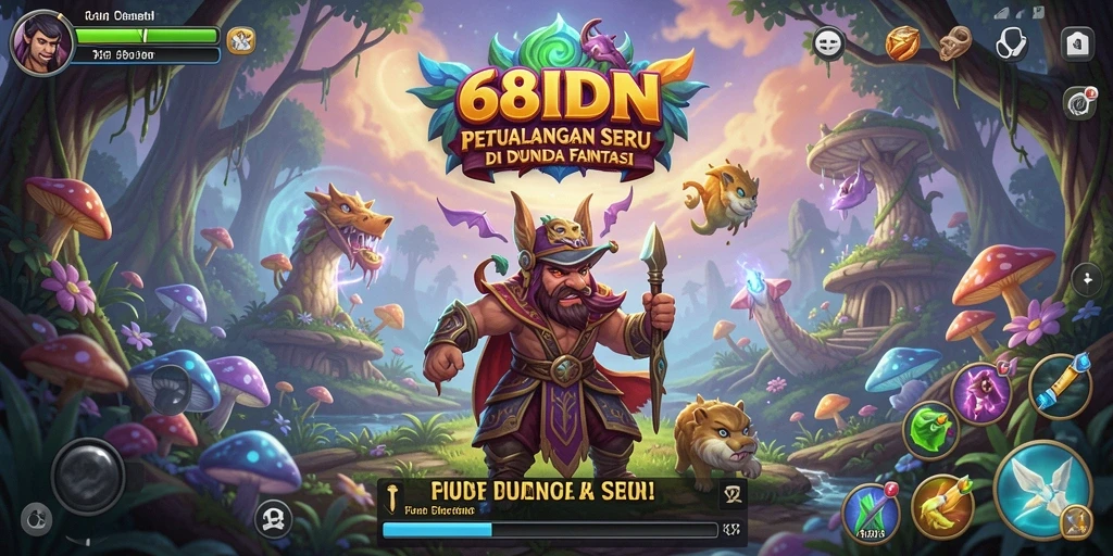 Tampilan gameplay menarik dari 68IDN dengan karakter petualang.