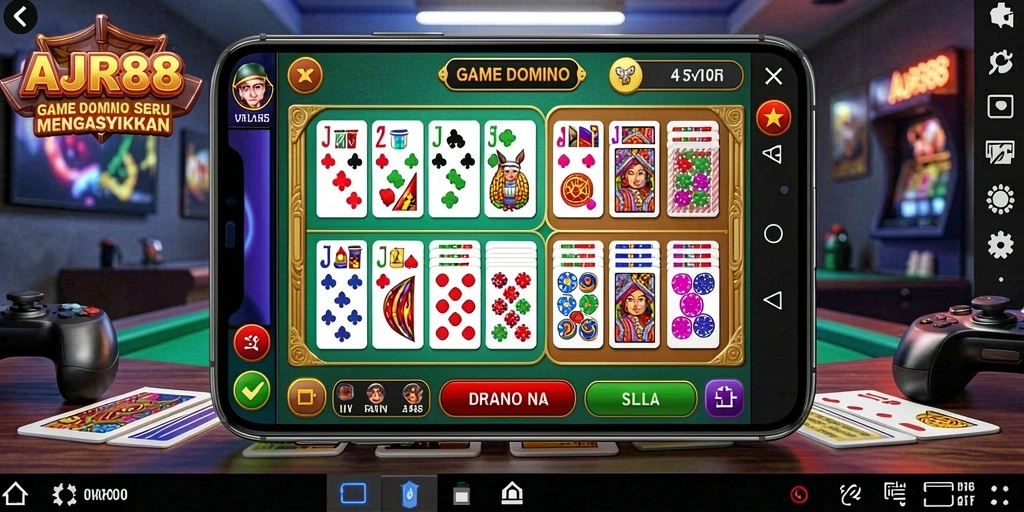 Tangkapan layar gameplay AJR88 menampilkan aksi seru bermain domino.