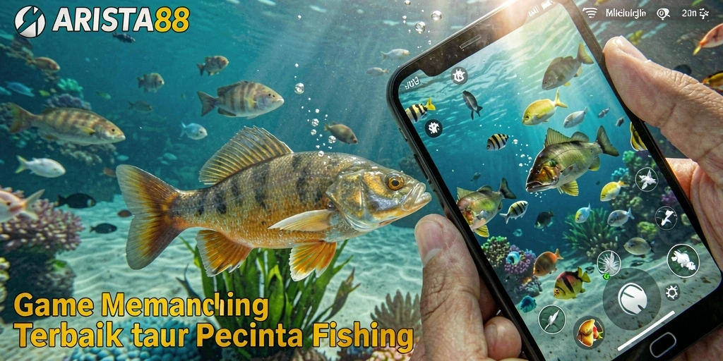 Tangkapan besar dalam gameplay ARISTA88 menampilkan keseruan memancing di lautan.