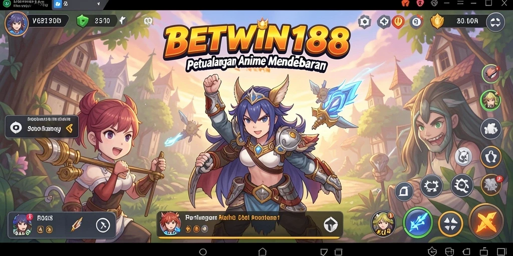 Screenshot gameplay BETWIN188 menampilkan karakter-karakter anime yang beraksi.