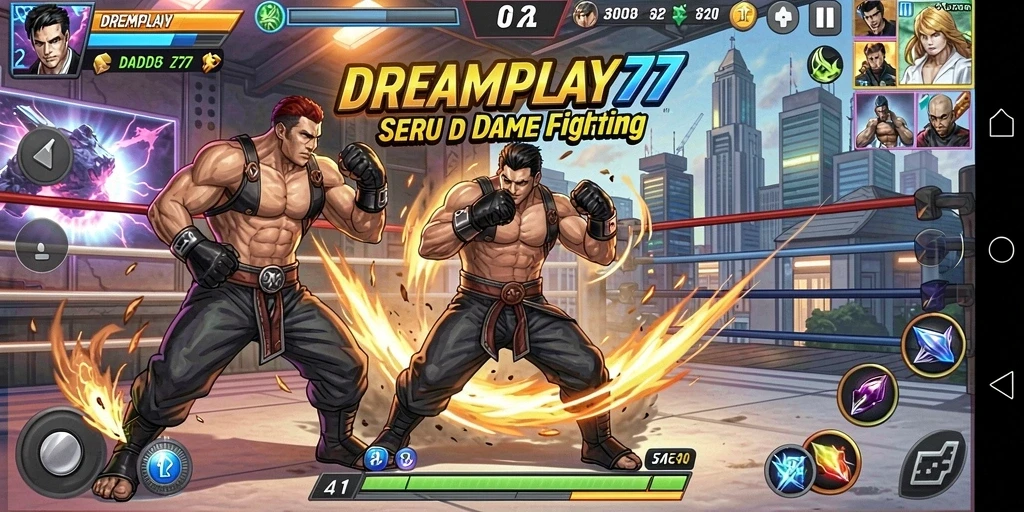 Tampilan aksi seru di arena pertarungan DREAMPLAY77.