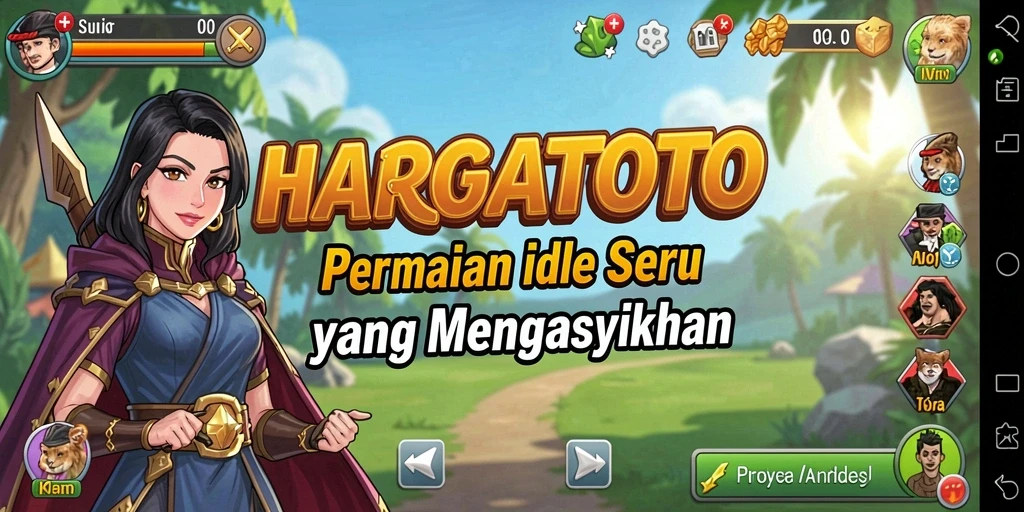 Tampilan gameplay HARGATOTO yang mengasyikkan di dalam permainan Idle.