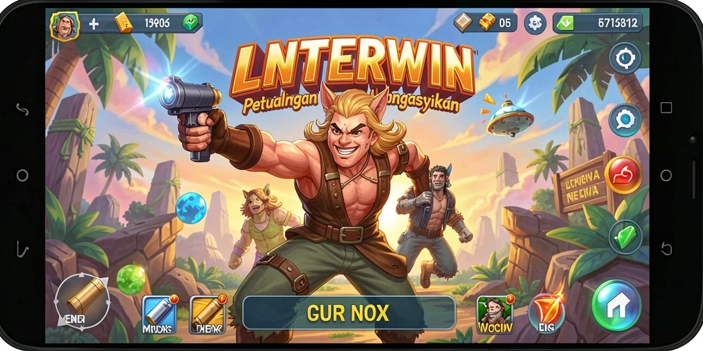 Tangkapan layar gameplay LNTERWIN menampilkan aksi seru dalam permainan arcade.