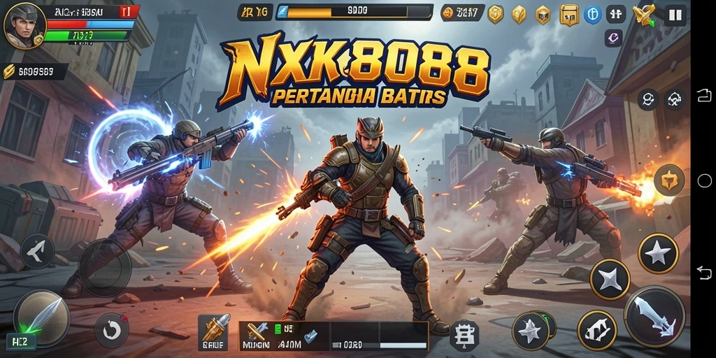 Screenshot utama NX888 menunjukkan pertarungan seru dengan grafis menakjubkan.