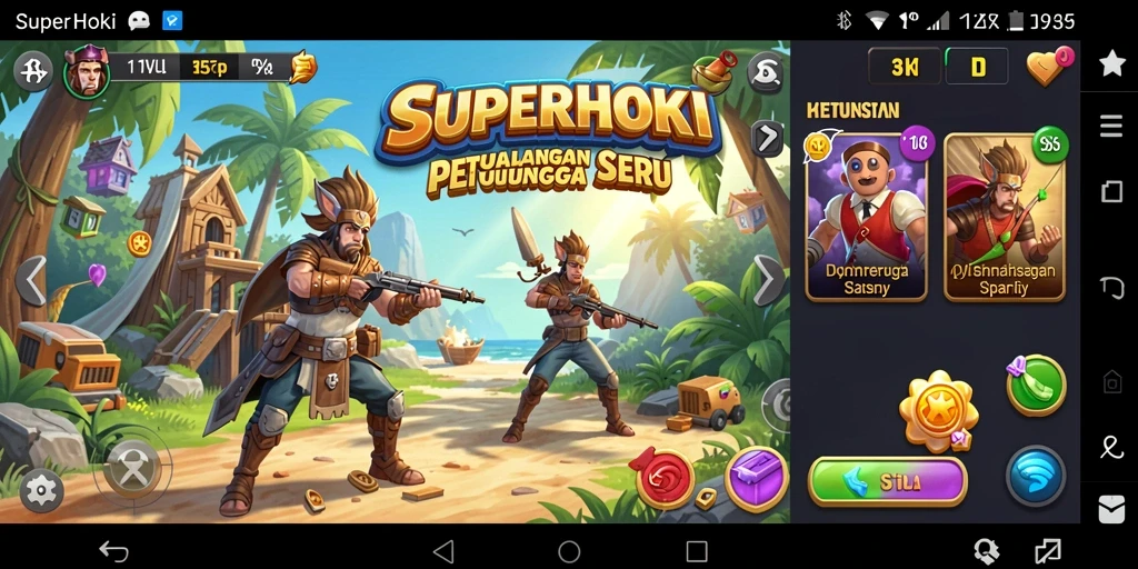 Tampilan gameplay SUPERHOKI yang penuh aksi dan petualangan.
