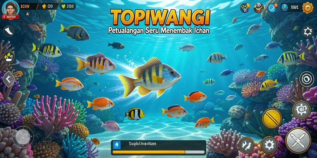 Gameplay seru menembak ikan di TOPIWANGI.