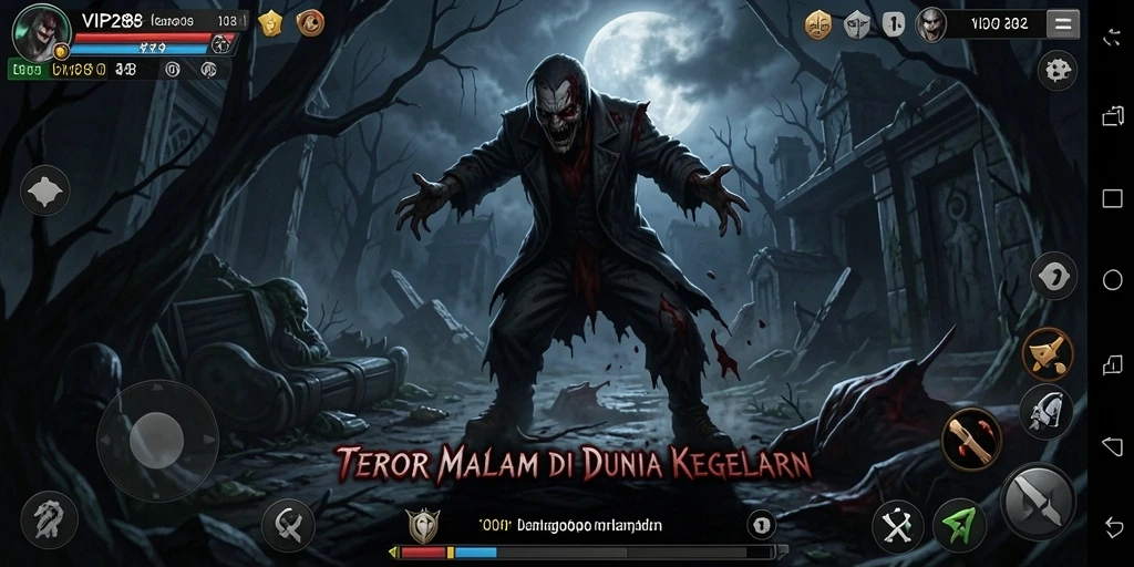 Screenshot gameplay menunjukkan ketegangan dalam suasana horor yang mencekam.