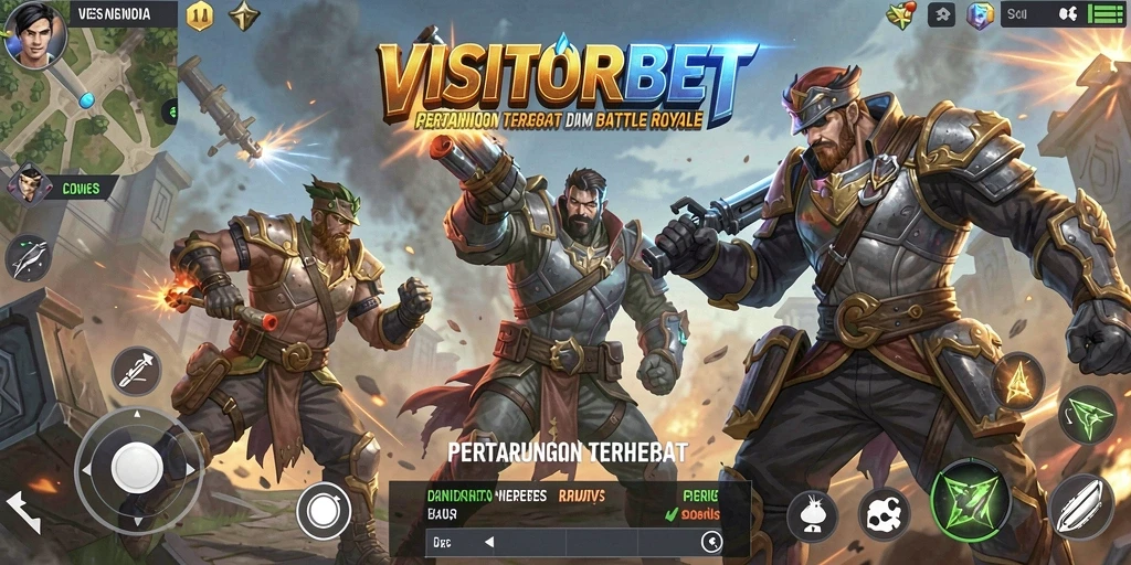 Gameplay <strong>VISITORBET</strong> menampilkan pertarungan seru dalam lingkungan yang luas.